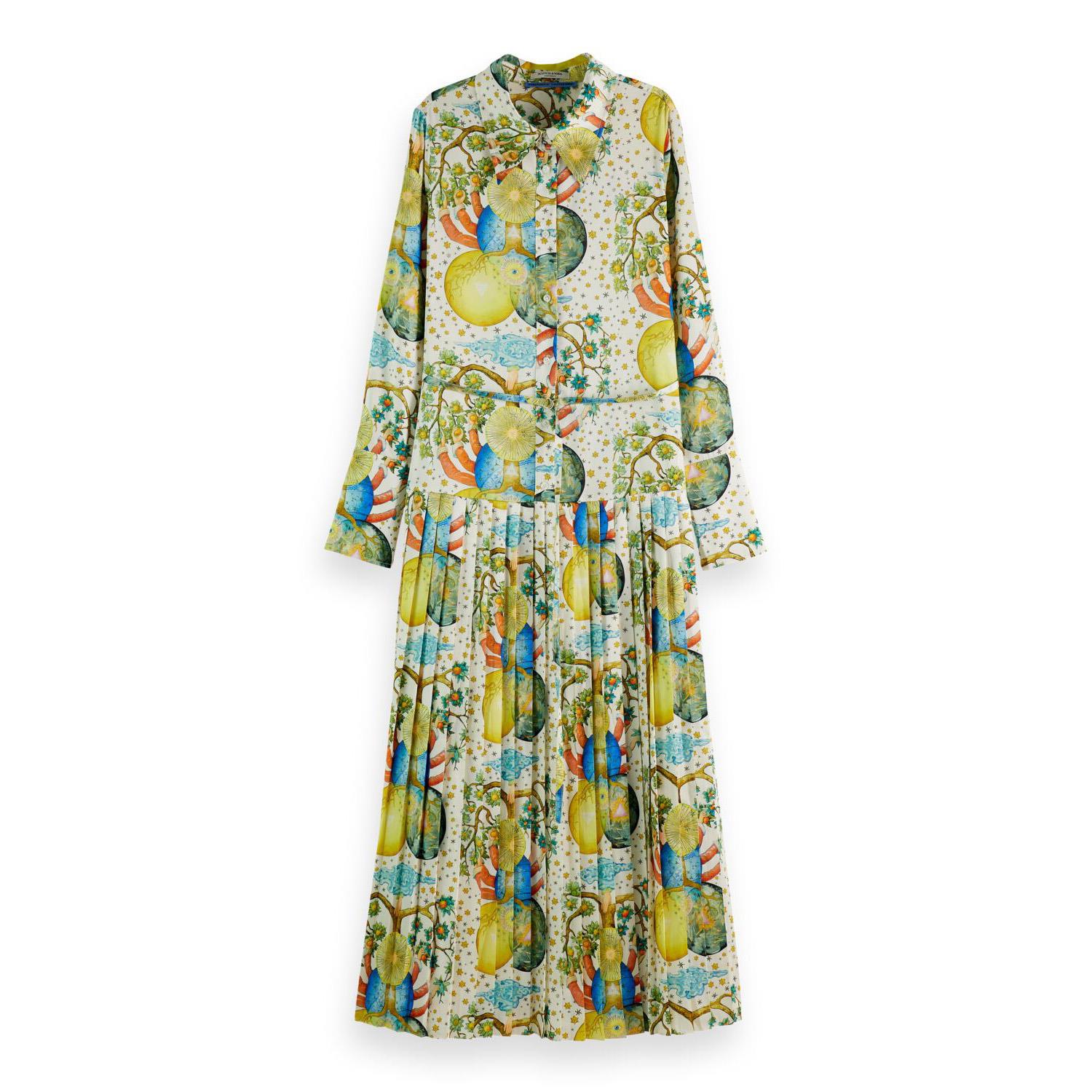 Scotch & Soda Maxi Pleated Dress Embassy Print